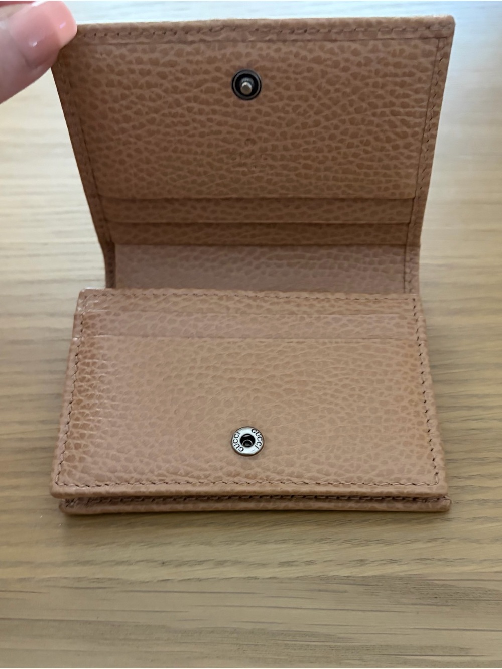 Gucci GG Marmont Card Case Wallet in Pebbled Rose Beige Leather - Picture 4 of 8